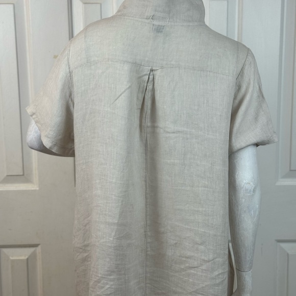 Italy 100% linen Elegant Cream Short Sleeve Dress - Picture 7 of 15